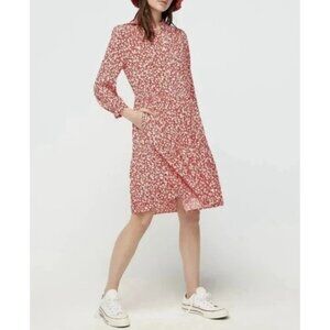 J. Crew Women Hadid Shirt Dress Medium Size Tossed Bouquet Print Red Floral NWOT